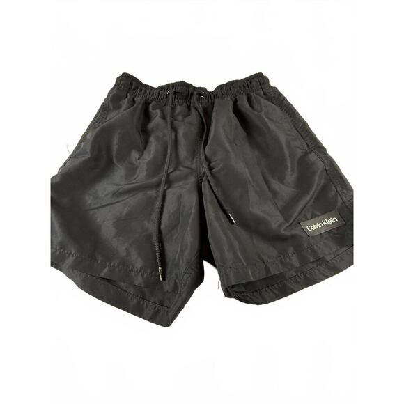 Calvin Klein Swim Trunks Mens Small Black Logo Swimwear Mesh Lined Quick Dry - Picture 8 of 8